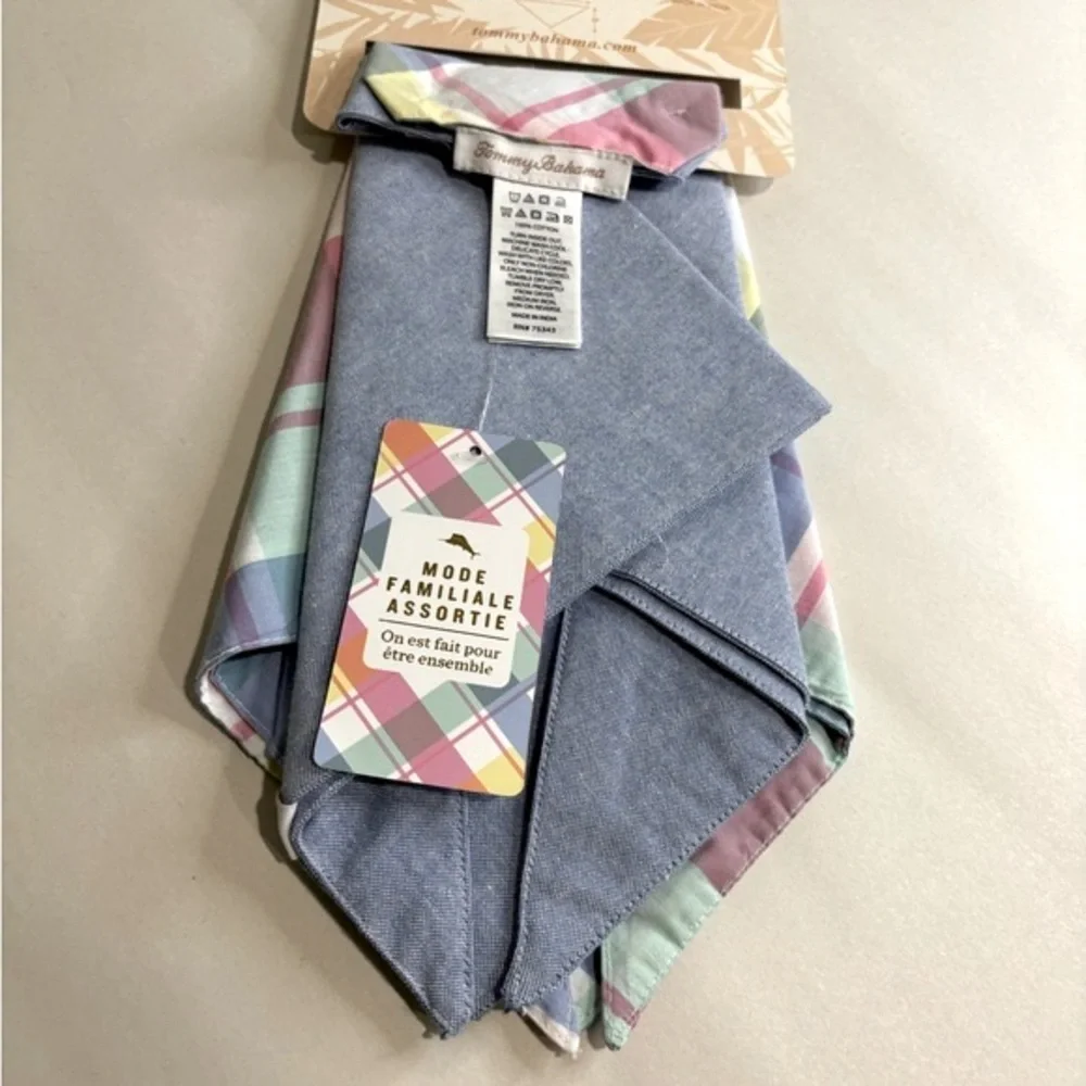 Tommy Bahama Plaid Pet Bandana Set of 2 NWT